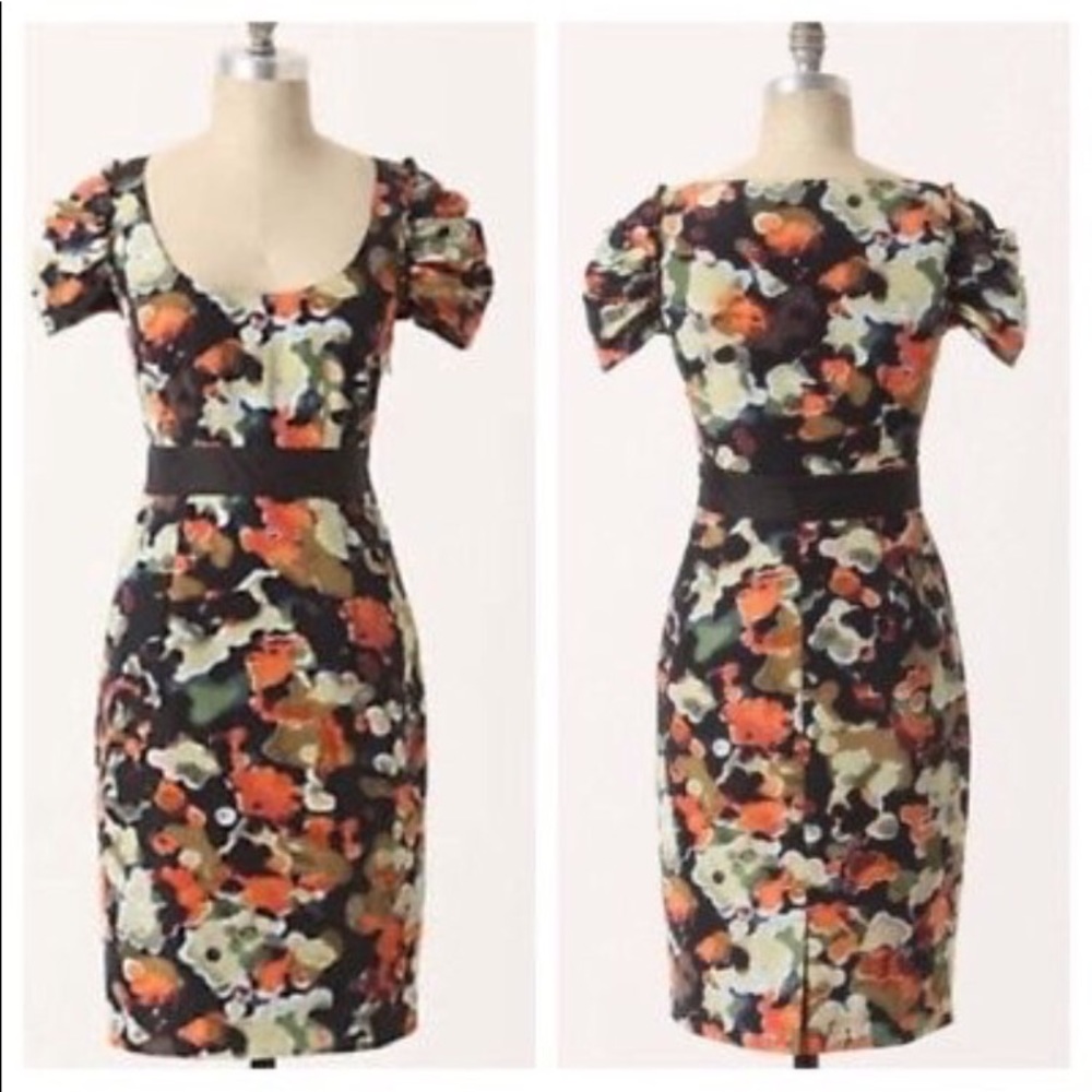 Anthro Moulinette Souers Watercolor Sheath-Sz 8